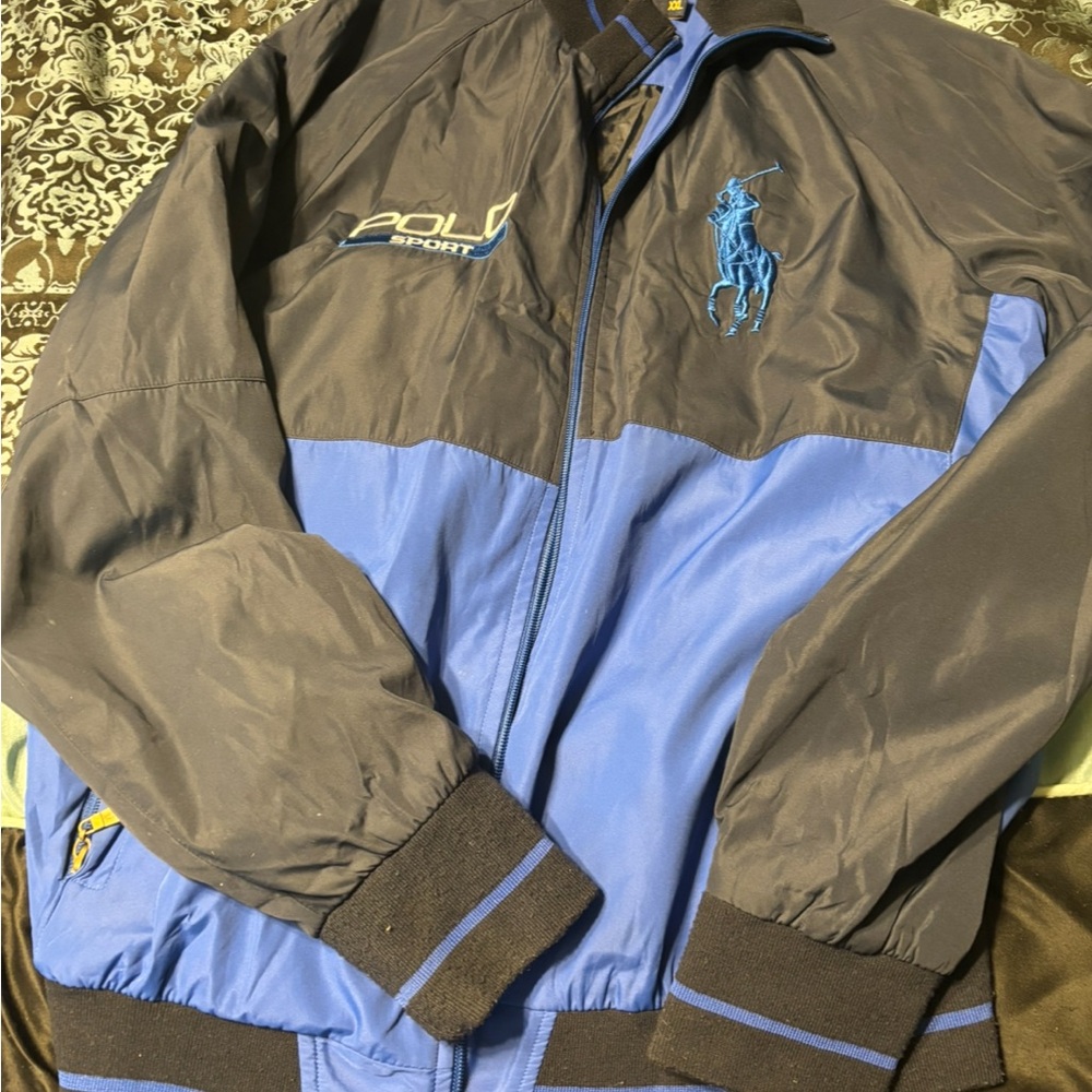Polo by Ralph Lauren Men's Blue and Gray Windbreaker